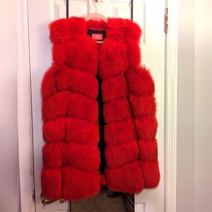 Red fox fur vest